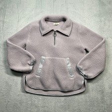 Madewell Sherpa Fleece Pullover Women Medium Purple Quarter Zip Teddy Sweatshirt