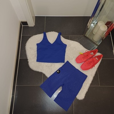 Neu sportset kurz S 36 38 dunnes stories royalblau Sportshirt Radler Shorts Top