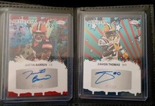 SAGE Artistry Justin Barron LB & Zavion Thomas WR Autographed Sports Card Lot