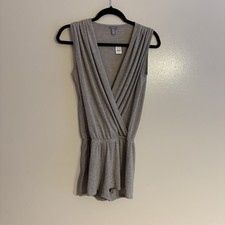 Aerie Women XS Gray Soft Lounge Pockets V-Neck Sleeveless Crossover Romper NWT