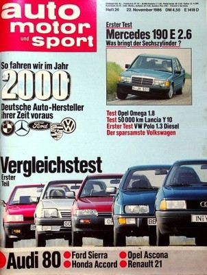 2) Auto Motor Sport AMS 24/1986 - Honda Accord EX 2.0 m - Opel Ascona 1.6 GLS m