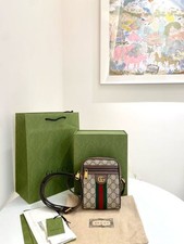 GUCCI Ophidia GG Supreme Crossbody Shoulder Bag PVC Brown WithWeb Stripe