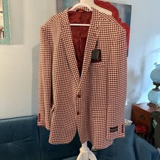NEW Linea Uomo Mens Blazer Sport Coat 44R Plaid Houndstooth Poly Blend