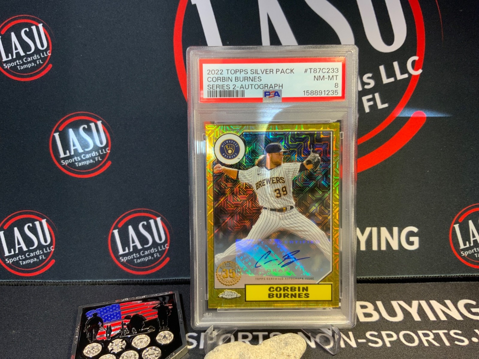 2022 Series 2 1987 Topps Chrome Silver Pack Mojo /149 Corbin Burnes Auto PSA 8