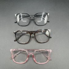 3 Pair Brand New Eyeglass Frames Clear Lenses Pink Black and Tortoise