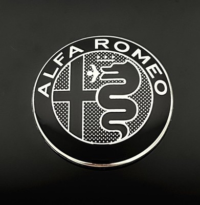 1x Alfa Romeo NEW BLACK Plakette 74mm Emblem Schriftzug LOGO selbstklebend in...