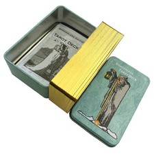 Metal Box Gilded Borderless Rider Tarot 78 Card Deck With Paper Guidebook