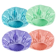 shower Cap, 4 PCS Shower Caps for Women Reusable Waterproof, Double Layers Hair