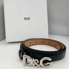 Dolce & Gabbana D&G Logo Black Leather Belt Size 90/36 Used
