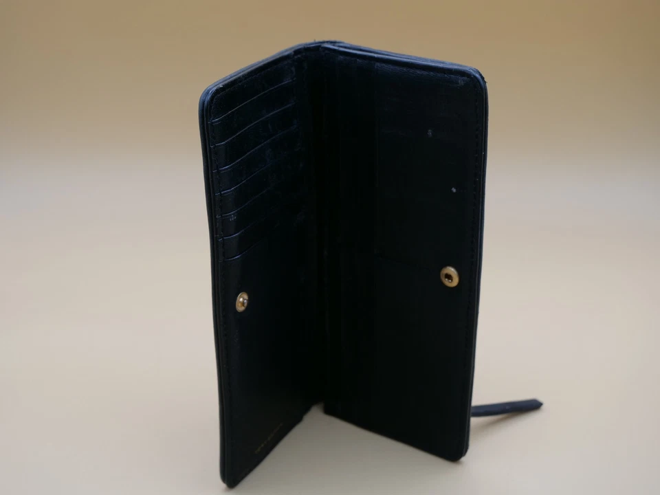 TORY BURCH Fleming Acolchado Cuero Suave Negro Cartera a Presión Bolsillo con Cremallera Foto 3 de 4