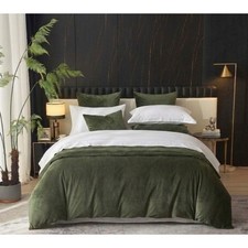 Luxury Velvet Comforter Set 9 pcsDeep Olive Green King Egyptian Cotton Sheet