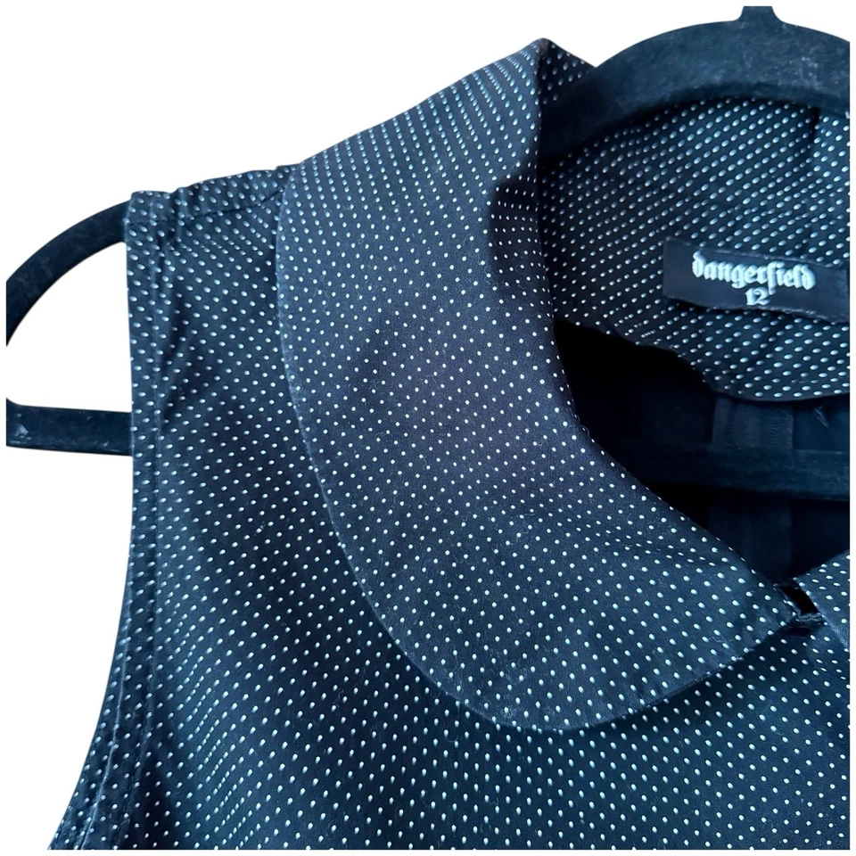 Vestido Dangerfield para mujer talla 12 negro blanco ajuste puntual y acampanado algodón sin mangas Foto 3 de 4