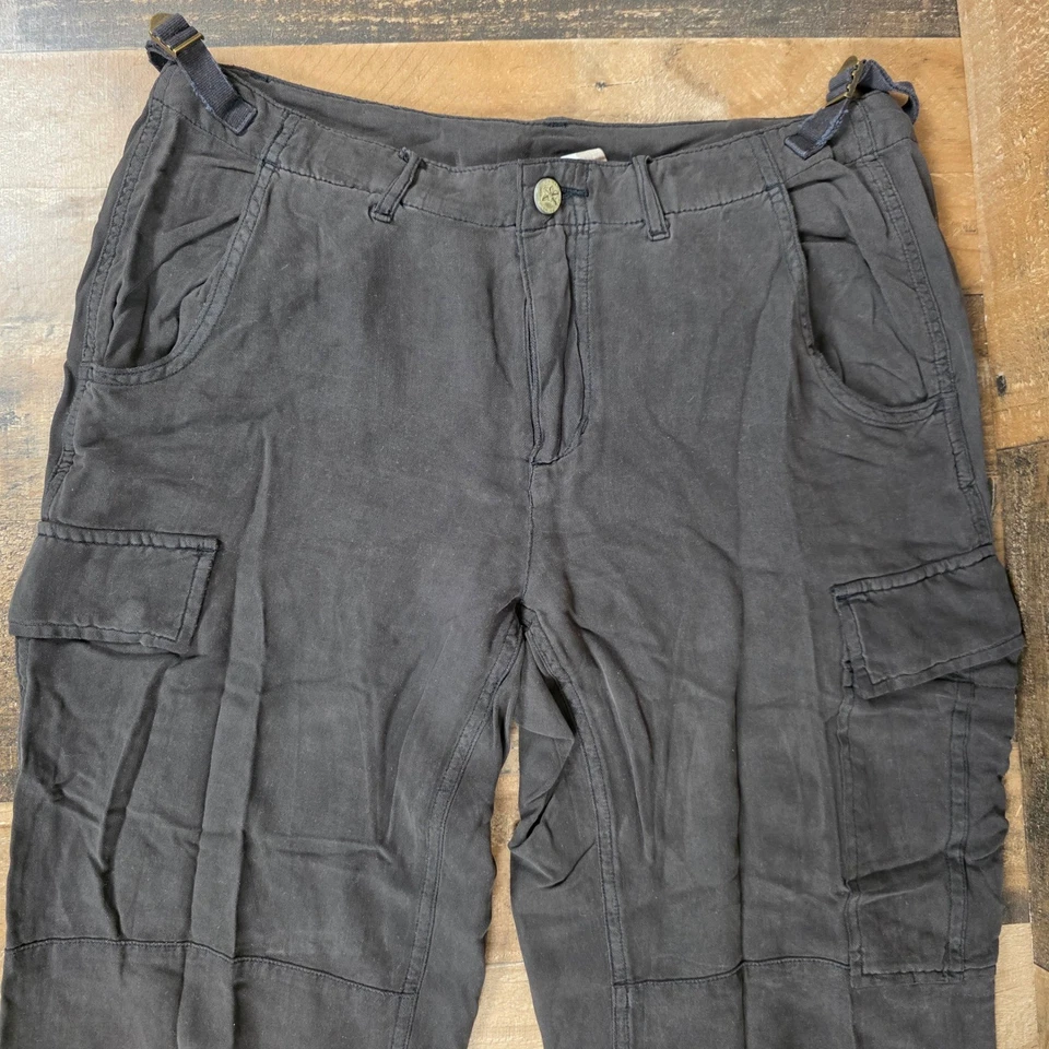Pantalones cargo informales ligeros 100 % seda negros lisos medianos Da-Nang para mujer Foto 3 de 4