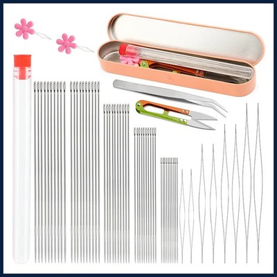Beading Needles Set Long Straight Big Eye for Jewelry Bracelet Threading DIY