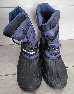 Trespass Waterproof Kids Snow Ski Winter Boots Size Eur 35 Uk 3 Navy Black