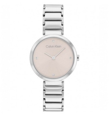 Calvin Klein Timeless T-Bar Damenuhr 25200138 Stahl rosa Zifferblatt