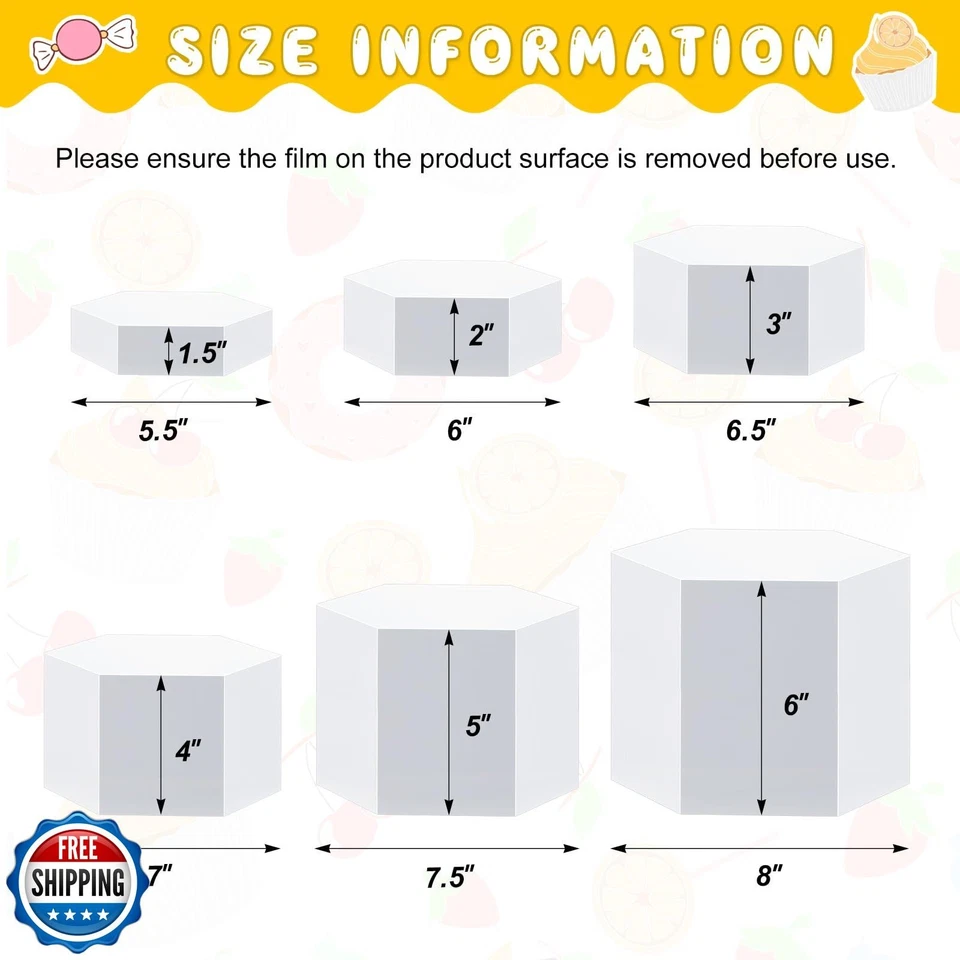 Leinuosen 6 Piezas Elevadores de Buffet, Elevadores de Alimentos Hexagonales para Mesa de Buffet Acrílico Foto 2 de 4