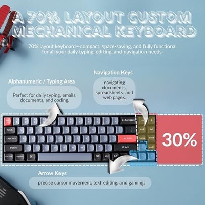 KEYCHRON K14 PRO WIRELESS CUSTOM MECHANICAL 70% QMK/VIA BROWN SWITCHES - BLACK