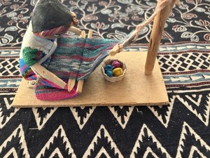 Vintage Guatemalan Folk Art Rug Weaver with Infant Handmade