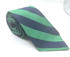 Tie Blue  Green One Inch Stripes Polo Ralph Lauren Hand Made 100 Silk Preppy