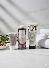 Kores Pure Greek Olive Body Cream, Yougurt Body Cleanser & Intense Hand Cream