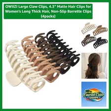 Large Claw Clips, 4.3" Matte Hair Clips for Women's Long Thick Hair, Non-Slip...