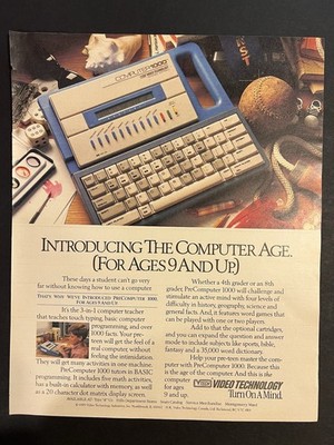 Vtg 1990s AD-VTECH Video Technology-Computer 1000-For Kids Ages 9 and Up-Gadget