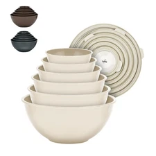 Bakken Master 12 Piece Plastic Nesting Bowls with Lids - Mixing Bowls Set inc...