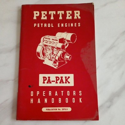 PETTER PA & PAK BENZINMOTOR ORIGINAL 1959 BETREIBERHANDBUCH TASCHENBUCH 
