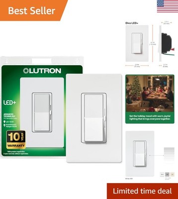 Versatile 3-Way Dimmer Switch for Dimmable LED and Incandescent Bulbs - White