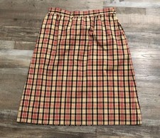 Vintage Pendleton Wool Tartan Red Paid Midi A-Line Skirt Size 14