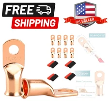 8 PCS Battery Terminal Connectors, Battery Cable Ends Lugs, 1/0 Gauge Wire Co...
