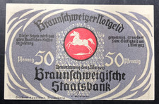 1921 GERMAN EMPIRE (BRUNSWICK 50 PFENNIG  - RARE UNCIRCULATED NOTE - Lot #J2
