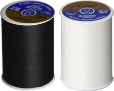 2-Pack - BLACK & WHITE - Coats & Clark Dual Duty All-Purpose Thread - One 400 Ya