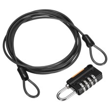 Security Steel Cable Digit Combination Lock, 4.9Ft Coated Black Wire Lock