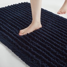 Navy Blue 17x24 inch Soft Plush Microfiber Bathroom Rug Absorbent Non Skid Mat