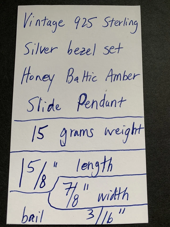 Vintage Sterling Silver 925 Bezel Set Baltic Honey Amber Pendant - Image 4 of 4