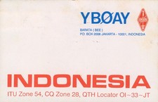 Tarjeta QSL 1989 YB0AY a VQ9DM Yakarta Indonesia #1719