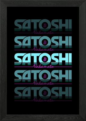 Satoshi Nakamoto im Retro 80er Stil gerahmtes Wandbild Poster Leinwanddruck Bild