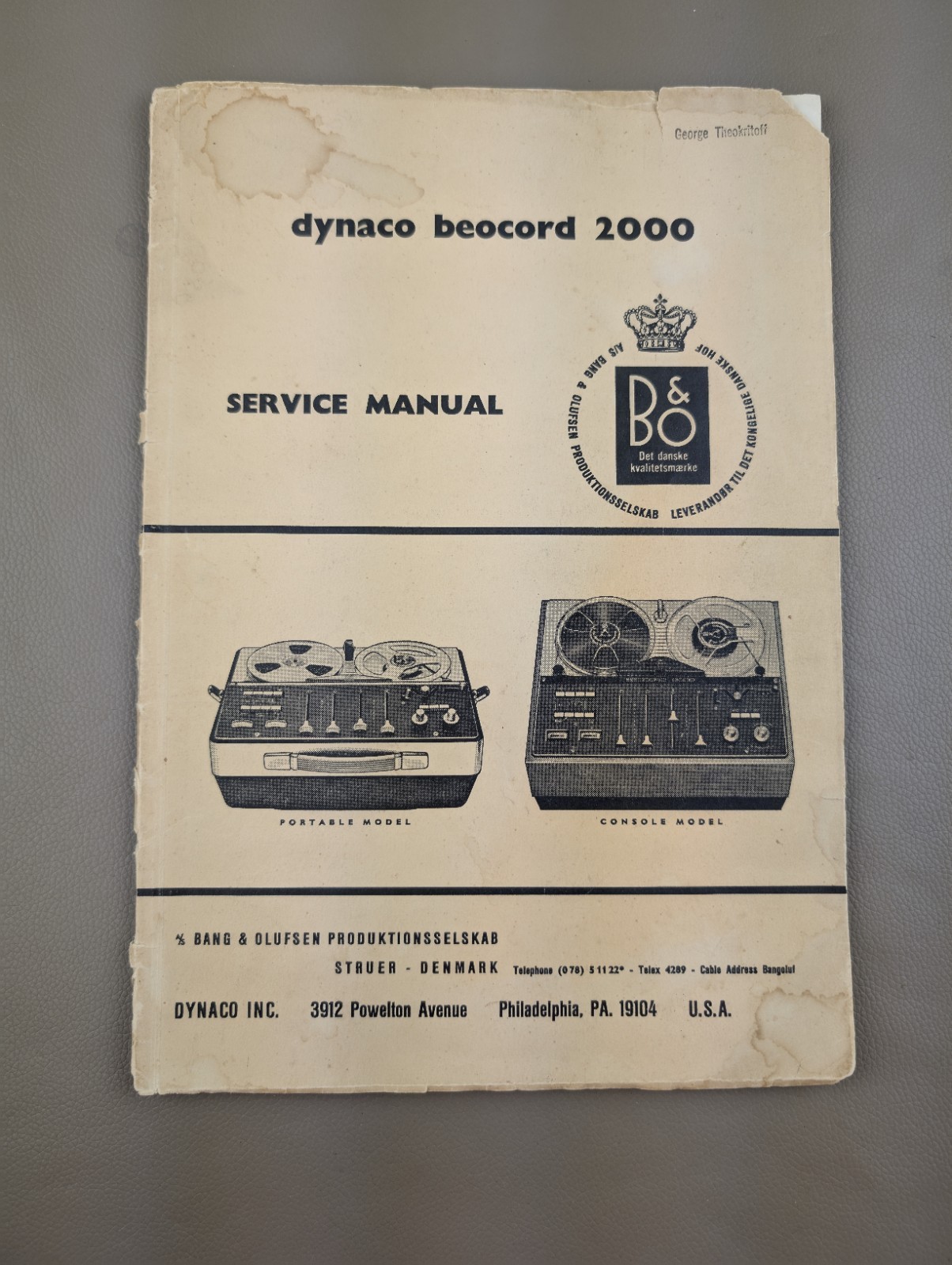 Dynaco Beocord 2000 Service Manual D-1104