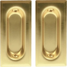 Hardware 3 In. Rectangular Brass Flush Pocket Door Pull (2-Count)  Hardware