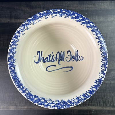 Vintage Marshall Pottery Bowl That s All Folks Popcorn Is For Sharing Spongeware