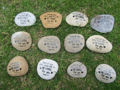 12Pcs Inspirational Message Scripture Etched Riverstone Rocks | eBay ...