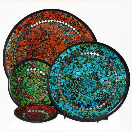 Mosaikschale Tonschale Glasschale Dekoschale Mosaik Kunst Deko rund Spiegel XXL - Picture 7 of 42
