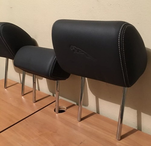 2010-2015 JAGUAR XJ REAR HEADREST SET BLACK LEATHER OEM 2011 2012 2013 2014 - Picture 4 of 5
