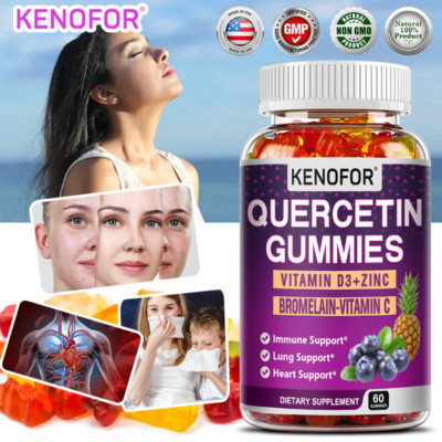 Quercetin 500mg with Bromelain Vitamin C + D3 Zinc Ashwagandh 60 Gummies