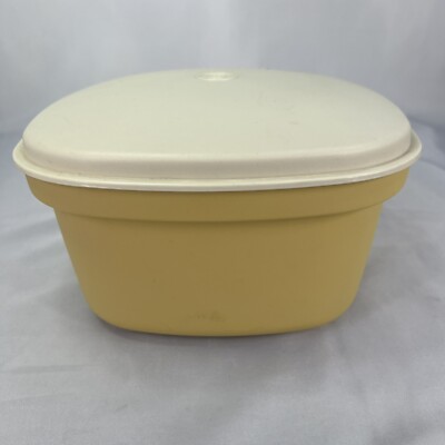 Vintage Tupperware Steam & Store 3pc. Square Steamer Harvest Gold 888