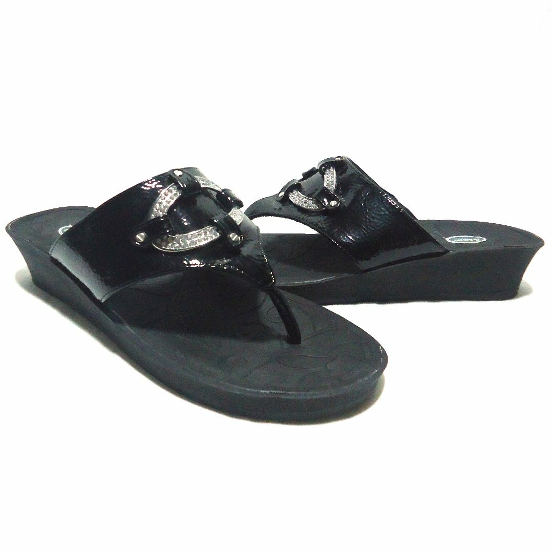 APL Sandali Dr Scholl's Razzle neri impreziositi con zeppa e infradito 10M