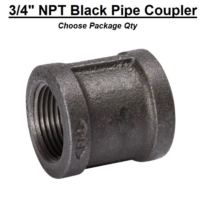 3/4" NPT BLACK PIPE Fittings Coupling / Coupler Plumbing / Gas