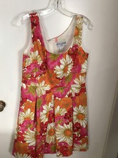 Jessica Howard Floral Print Fitted Dress Cocktail Short Summer Orange Size 12P